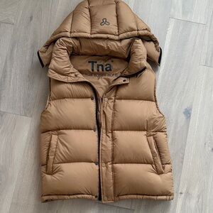 TNA Tan Puffer Vest with Hood